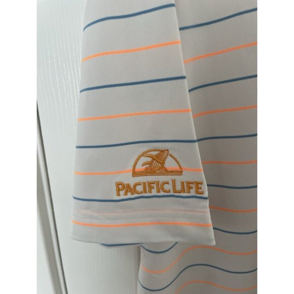 Men's Under Armour Kirkby Golf Polo Heat Gear Loose White Striped 2XL 2TG NWT - Picture 2 of 5